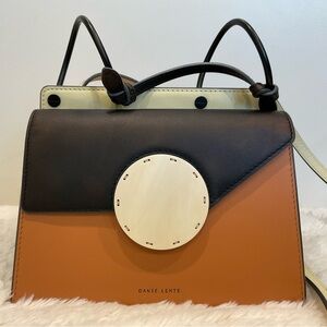 Orange & Black Mini Leather Top-Handle Bag